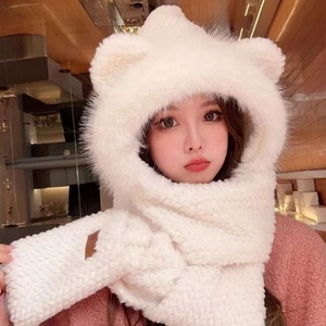 Ensemble de gants d'hiver Ruizi 2026 pour femmes, mignons, doux, en peluche épaisse, chauds, longs, <span class=keywords><strong>avec</strong></span> écharpe à capuche et mitaines - Product Image 5