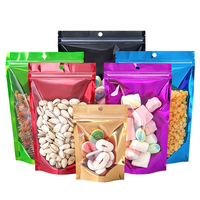 Bonbons Haricots Noix Thé Séché En Poudre Alimentaire Au Détail Auto Stand Up Poche Emballage Moitié Clair Demi Couleur Feuille Mylar Sac Avec Trou