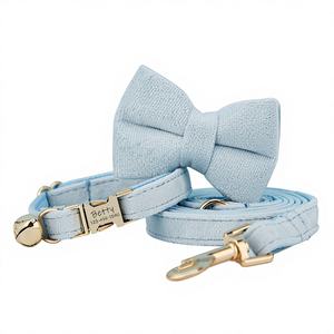 Collar y Correa Personalizados Lightblue Veet para Gatos y Perros Pequeños con Lazo, Placa Grabada Gratuita con Nombre para Gatitos y Cachorros, Campana Dorada, Regalo de Cumpleaños para Mascotas - Product Image 1