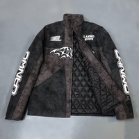 Veste matelassée en daim pour homme, personnalisable avec logo OEM, style racing streetwear vintage, avec patch brodé, chaude et matelassée