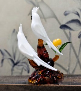 Miniature de perroquet en verre sculpté personnalisable, figurine en verre en forme de dôme, bec vert/rouge, décoration artisanale sur le thème des animaux - Product Image 2