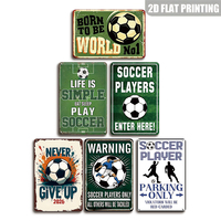 Letrero Metálico Plano de Fútbol, Impresión 2D, Decoración de Pared con Mensaje Deportivo Motivacional para Gimnasio, Patio Trasero, Sala de Deportes