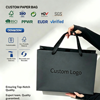 Newsense Custom Cloth Zwarte Papieren Cadeautas met Eigen Logo Print, Branded Luxe Shoppertas met Logo's