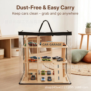 Étagère de rangement pour voitures en bois à 3 étages avec piste coulissante pour l'affichage et le jeu des voitures jouets pour enfants - Product Image 3