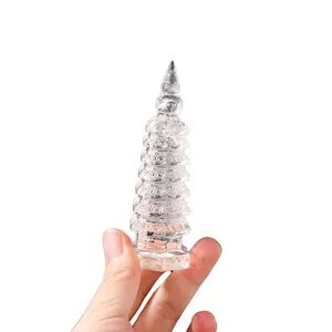 natural clear quartz carving tower clear pagoda of cultural prosperity Buddhist pagoda home office decoration