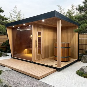 Sauna Panorámica para Exteriores, Madera de Hemlock, Calentador de Piedra Volcánica de 4500W, Bluetooth, Uso Familiar y Hotelero - Product Image 3