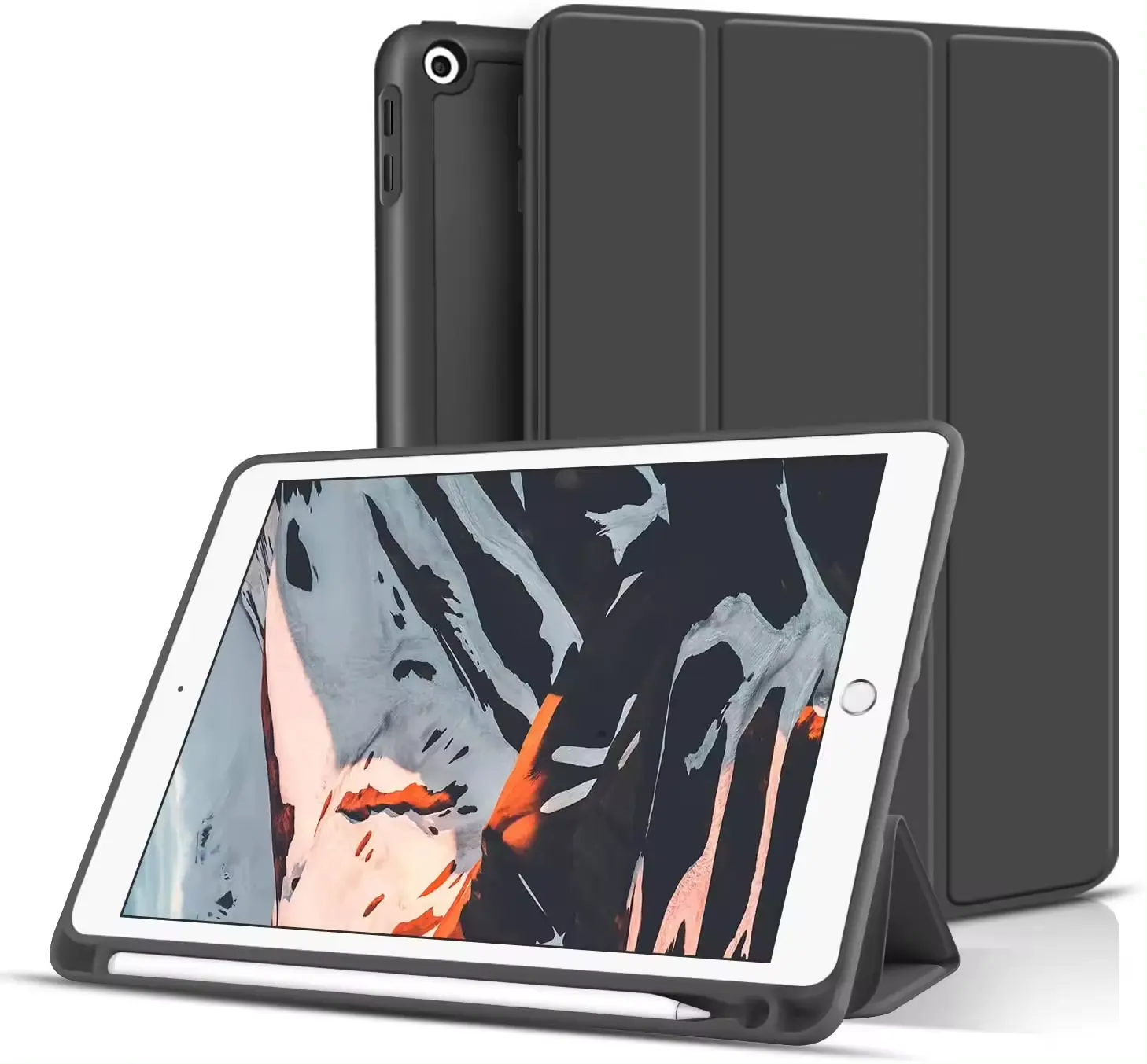 For iPad 10.2/10.5 9.7 Air 3 Smart Silicone Case Pencil Holder 7 8 9th 10.9 Pro 11 Generation Magnetic Stand Tablet Cover