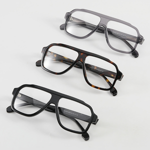 Gafas Ópticas Aochi 6699 con Armazón Cuadrado de Acetato Extra Grande, Diseño de Parches Negros, para Uso con Computadora, Lentes Graduadas Unisex - Product Image 3