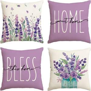 Cushion Cover Set of 4 Pcs Fresh Green Plant <strong>Floral</strong> Print <strong>Pillowcase</strong> for Home Decor for Atmosphere for Sofa Car Seat Cushions - Product Image 4