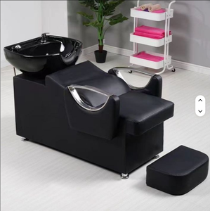 High End Portable Shampoo Chair Hair Salon Use Fiberglass Basin Semi-Reclining Flushing <b>Bed</b> Water <b>Heater</b> Modern Design - Product Image 2