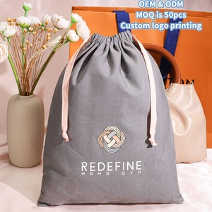 Bolsas de Compras de Lona de Algodón Grandes al por Mayor, Bolsas de Deporte para Zapatos y Ropa, con Logotipo Personalizado Impreso, Reciclables, con Cordón - Product Image 1