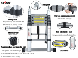 <span class=keywords><strong>Escalera</strong></span> Telescópica Plegable de Aluminio Multiusos de 3.8m con 2*6 Peldaños - Product Image 2