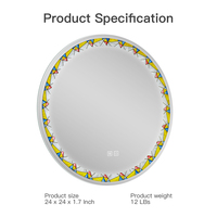 Miroir à lumière Led ronde pour miroir de maquillage, glace de vanité pour salle de bains