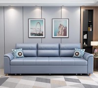 Canapé-lit pliant 3 places confortable pour la maison et l'hôtel, avec cadre en bois et revêtement en tissu ou cuir, pour salon, avec rangement