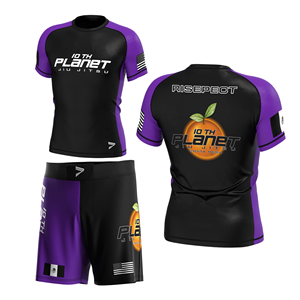 Chemise de compression pour hommes Protection <span class=keywords><strong>UV</strong></span> 4 voies Extensible Respirant Rash Guard pour BJJ MMA Grappling Gym Training - Product Image 2
