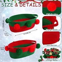 Petits paniers de Noël rouges et verts, paniers cadeaux vides, paniers ovales tissés pour Noël, panier en osier avec poignée, panier décoratif pour cadeaux