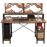 Bureau de direction moderne Meuble à panneaux en bois durable avec table d'ordinateur convertible en métal, acier, marron pour bureau à domicile