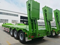 Semi-remorque surbaissée 3 essieux 60 tonnes en acier haute résistance pour le transport de machines de construction lourdes