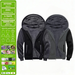 Felpe e Maglioni <span class=keywords><strong>con</strong></span> Zip in Cotone Pesante Personalizzati <span class=keywords><strong>con</strong></span> Logo per Uomo, Foderati in Sherpa, Vendita all'Ingrosso - Product Image 1