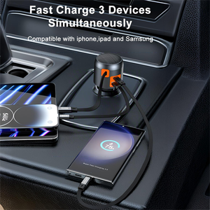 Piezas de automóviles Nuevo PD60W Uno a tres Cable estirable de carga súper rápida Cargador de coche Compatible Nuevo Cable de cargador de coche - Product Image 1