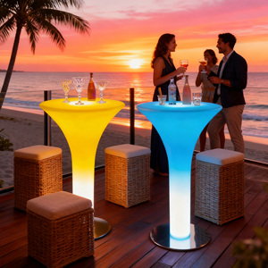 Table de <span class=keywords><strong>bar</strong></span> ronde lumineuse à DEL pour l'extérieur Table en plastique étanche pour mariage Hôtel Garden Party Occasions - Product Image 2