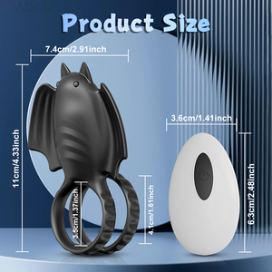 Anneau vibrant pour pénis, design chauve-souris, 10 fréquences, pour retarder l'éjaculation et stimuler le plaisir masculin, pour adultes. - Product Image 6