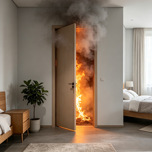 Porte intérieure coupe-feu en PVC enduit, résistante à l'eau, ignifuge, pour bureau commercial, salon, appartement, chambre à coucher, durée <span class=keywords><strong>de</strong></span> résistance au feu <span class=keywords><strong>de</strong></span> 60 minutes - Product Image 4