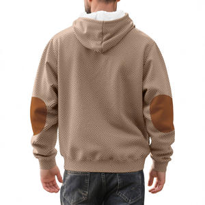 Sudadera con Capucha Minimalista para Hombre, Manga Larga, Diseño Jacquard con Botones al Frente, Informal, para Uso Diario, a la Moda - Product Image 2