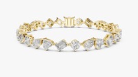 Bracelet tennis en or jaune 14 carats avec diamants de laboratoire à taille mixte certifiés IGI pour femmes