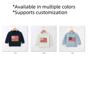 Sweater Pullover Bendera Amerika 4 Juli Unisex Bayi Baru Lahir-Balita Katun Lembut Bernapas Elastis Ringan Patriotik - Product Image 3