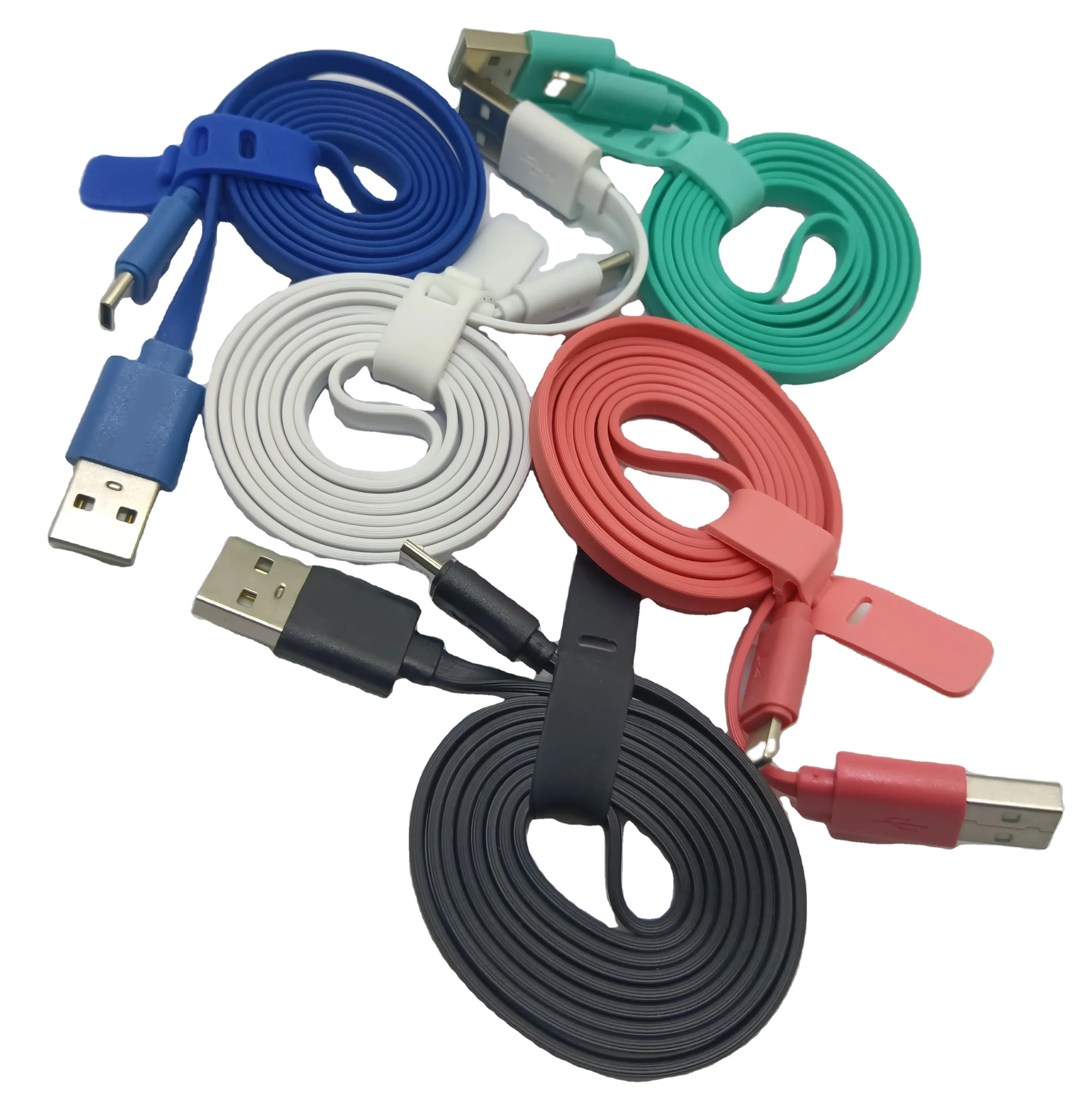 Hot Selling Customized Noodle Flat USB Data Transfer Charging Cable USB 2.0 Fast Mobile Phone