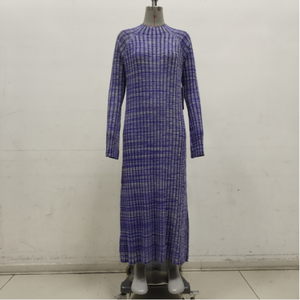 อลิสซา รับผลิตเสื้อผ้าสตรีแบบ OEM & ODM คุณภาพสูง เสื้อสเวตเตอร์เดรสไหมพรมแขนยาวทรงยาว - Product Image 6