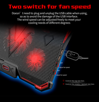 Refroidisseur pour ordinateur portable de jeu 17 pouces, 5 ventilateurs LED, tapis de refroidissement pour ordinateur portable