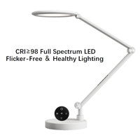 Lampe de table ronde LED tactile/à télécommande, gradation/couleurs, 95 CRI, métal pliable, protection oculaire AC pour bureau, chambre, studio