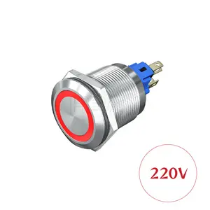 CE ROHS 22mm push button switches stainless steel IP65 5v 12v led