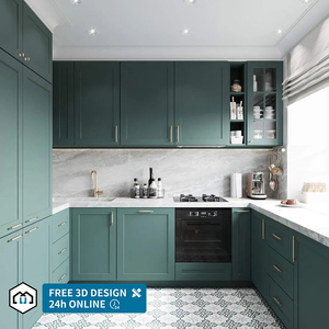 George nhóm phong cách cổ rắn gỗ tủ bếp màu xanh lá cây Modular thiết kế MDF carcase Acrylic bồn rửa vòi Ngăn kéo trượt bản lề phụ kiện - Product Image 3