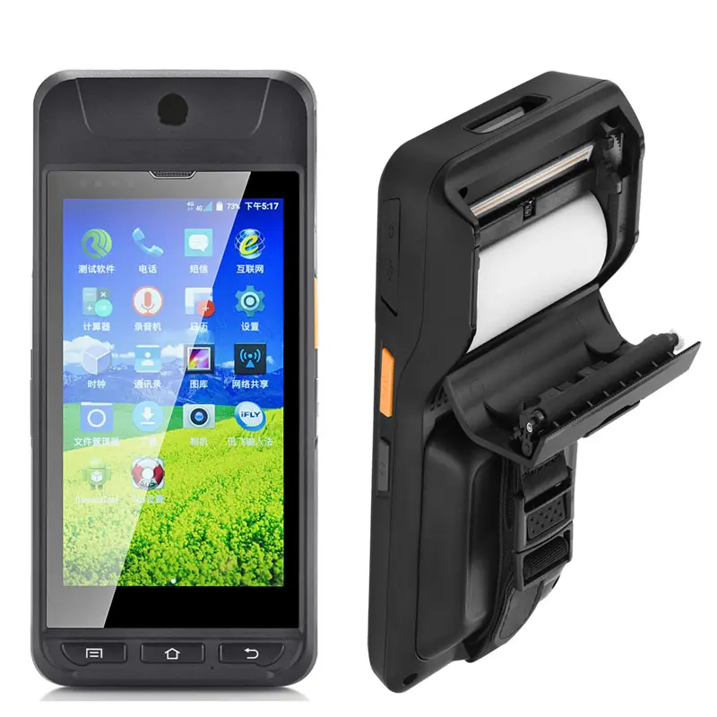 HiDON Moins Cher Usine 5 pouces MSM8909 Android PDA avec 4G 2D code à barres RFID Contact IC lecteur de carte D'empreintes Digitales imprimante POS
