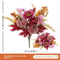 Fleurs artificielles en soie pour Halloween et Thanksgiving, 100% naturelles, 40 cm, baies, citrouilles, feuilles d'érable, branches coupées, haute qualité