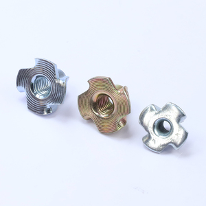 Nindejin Inserts à écrou en T à quatre mâchoires en acier inoxydable 304 / acier au carbone, plaqués zinc bleu / zinc coloré, M4-M10, Grade 6.8/4.8/8.8 - Product Image 3