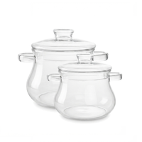 Juego de Ollas de Vidrio Borosilicato KP-001 2000+2500ml, Compatible con Cocina de Gas, Duradero, para Preparación de Comidas y Uso Comercial