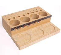 Organisateur de bureau en bois gravé, écologique, classique et moderne, trois-en-un, pour kit de montage de mouches de pêche et support d'outils
