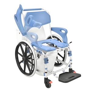 Chaise de toilette pliable en alliage d'aluminium pour soins à domicile, fauteuil roulant manuel pour personnes âgées, chaise de douche - Product Image 3