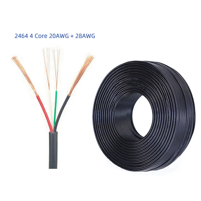 블랙 20awg + 28awg singal 케이블 4 코어 PVC 절연 전원 제어 와이어 멀티 코어 전기 구리 케이블