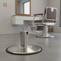 Fauteuil de Barbier Haut de Gamme Robuste en Fer Poli avec Base Ronde Hydraulique