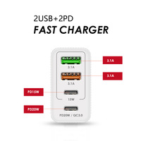 Adaptor Pengisian Cepat 36W 2USB 2 Port Tipe-C dengan Perlindungan Sirkuit Pendek untuk Android/iOS Colokan US/UK/EU Input 0.5A