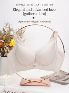 Sujetador de Encaje Floral de Lujo para Busto Grande, Minimizador, Control de Grasa Lateral, Ajuste Ceñido, Sin Costuras, Inalámbrico, Venta al por Mayor - Product Image 2