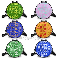 Sac rond en PU pour femme, personnalisé, avec poignée et bandoulière, design tendance, sac de week-end à lettres grecques, best-seller
