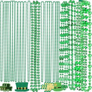 Collana in Plastica <span class=keywords><strong>per</strong></span> San Patrizio, Ciondolo a Forma di Trifoglio Irlandese e Cappello da Leprecauno, Catena con Perline, Decorazione <span class=keywords><strong>per</strong></span> <span class=keywords><strong>Feste</strong></span> - Product Image 1