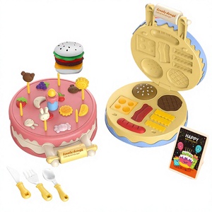 Fun DIY Hamburger Food Cake Putty Machine Plastic Colored <b>Clay</b> Play Dough <b>Set</b> with Cutters for Kids - Product Image 2