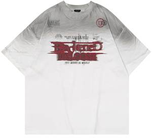 Rainbow Gradient Spray Paint T-shirt <span class=keywords><strong>à</strong></span> manches courtes pour hommes Retro Letter Printed Streetwear Style Low quantité minimale de commande Loose Fit - Product Image 5